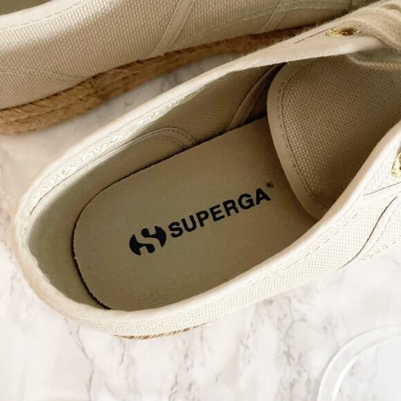 SUPERGA 2790 Rope Espadrille Platform Sneakers Beige Raw 10 - Picture 6 of 7